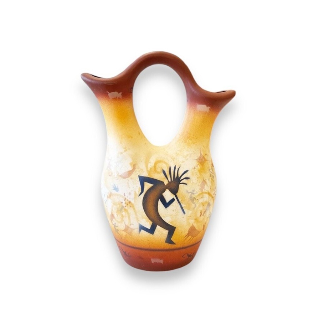 R.W. Adamson Native American Art Pottery Stone Vision Kokopelli Wedding Vase